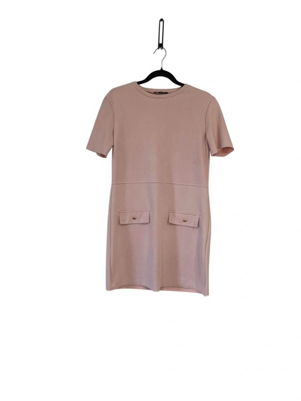 Zara Pink Short-Sleeve Pocket Shift Dress Small - Picture 9 of 9